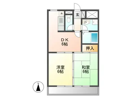 CH当知(2DK/2階)の間取り写真