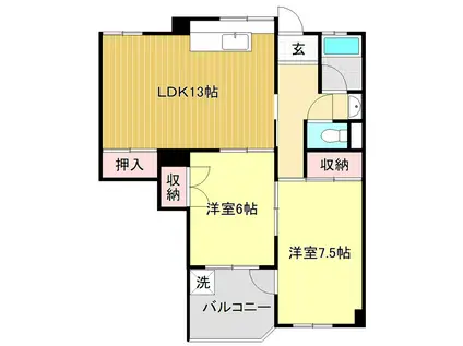 コーポ朝日VIII(2LDK/1階)の間取り写真