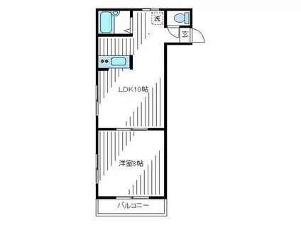 小川ビル(1LDK/2階)の間取り写真