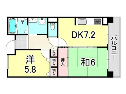 URパークタウン西武庫 7号棟(2DK/4階)の間取り写真
