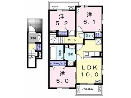 シエル・エトワール(3LDK/2階)の間取り写真