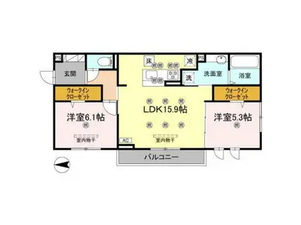 ドリーム大町(2LDK/1階)の間取り写真