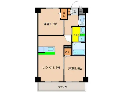 SEA TERRACE(2LDK/6階)の間取り写真