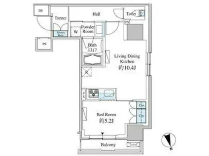 ベルファース芝浦タワー(1LDK/13階)の間取り写真