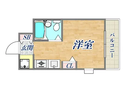 ジョイフル塚口本町(1K/3階)の間取り写真