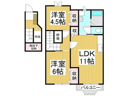 陽光ハイツ南(2LDK/2階)の間取り写真