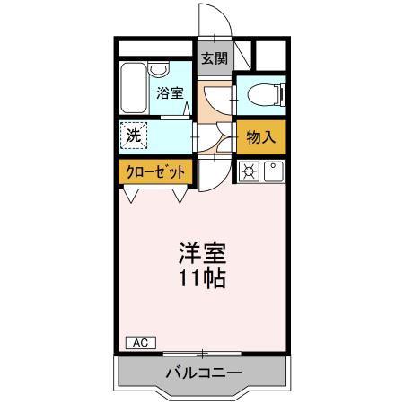 クリスタル甲府善光寺(ワンルーム/4階)の間取り写真