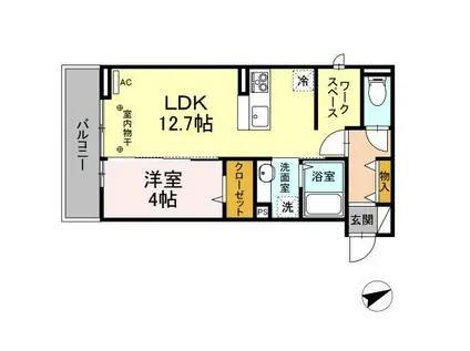 D-ROOM住吉 B(1LDK/2階)の間取り写真