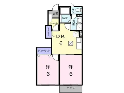 メルヴェーユ(2DK/1階)の間取り写真