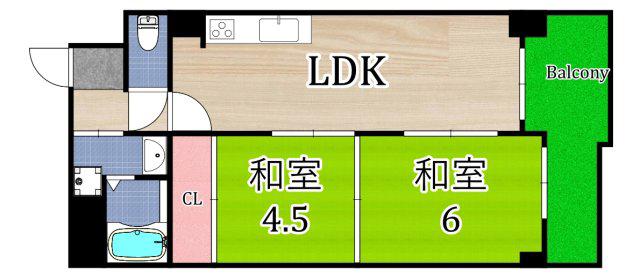アーバンパーク関目(2LDK/6階)の間取り写真