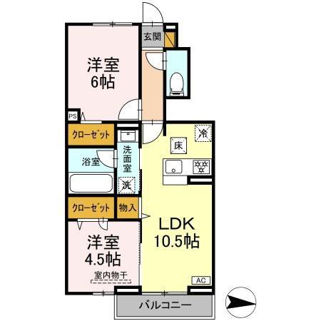 ラプエルタ(2LDK/1階)の間取り写真