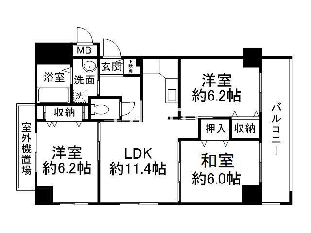 カルフール四条天神川(3LDK/4階)の間取り写真