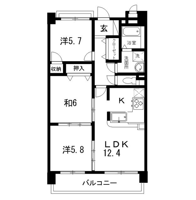 パールリバー(3LDK/2階)の間取り写真