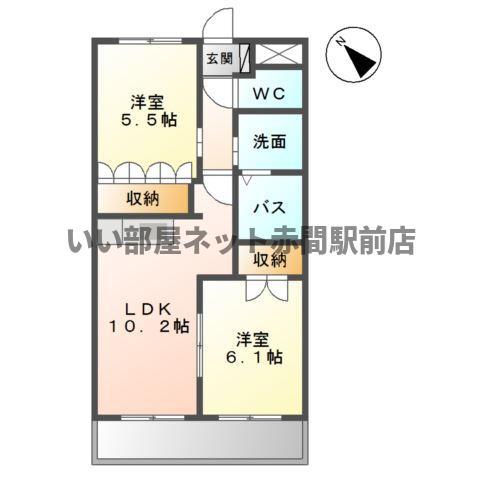 クローバーハイツ(2LDK/2階)の間取り写真