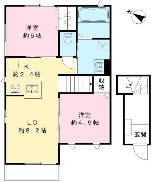 MAISON LAUREL(2LDK/2階)の間取り写真