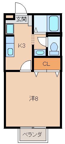 グリーンヒル打越(1K/1階)の間取り写真
