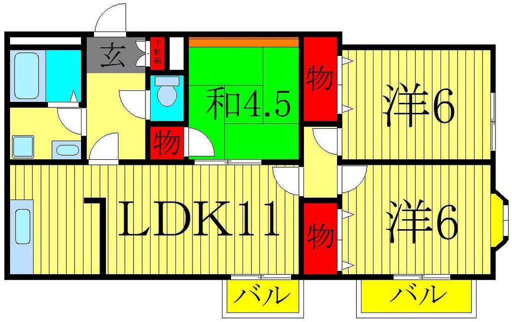 コートグランディア一ツ家(3LDK/4階)の間取り写真