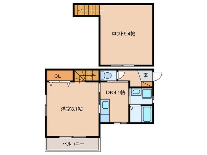 アルファーレ姪浜駅南(1DK/1階)の間取り写真