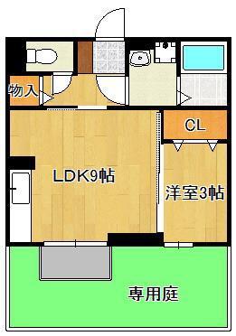クレッシェンド大浦(1LDK/1階)の間取り写真