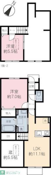 ファミールK(2LDK/1階)の間取り写真