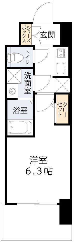 S-RESIDENCE城東SEVER(1K/4階)の間取り写真