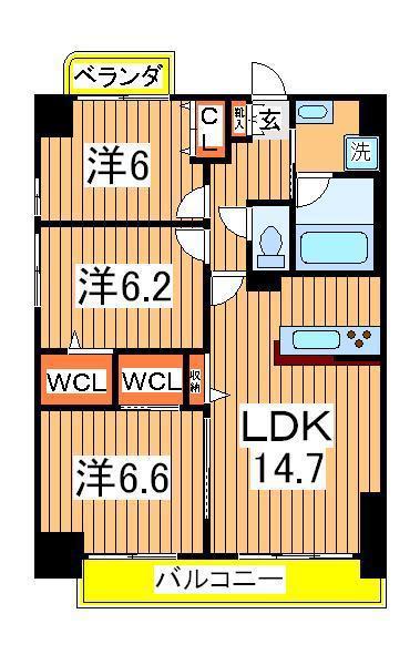 アンクレージュ(3LDK/7階)の間取り写真