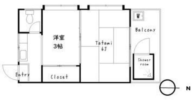 杉本ビル(2K/5階)の間取り写真