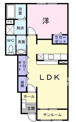メゾンソレイユ(1LDK/1階)の間取り写真