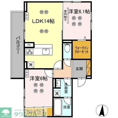 ローテ ベルク(2LDK/3階)の間取り写真