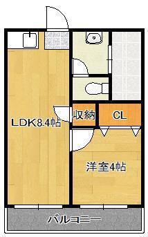 第二日之出ビル(1LDK/3階)の間取り写真