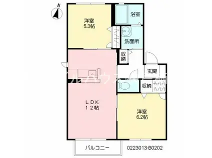 ピュアメゾン田代 B棟(2LDK/2階)の間取り写真