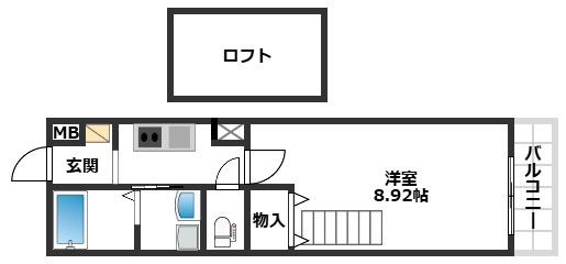CASA大塚(1K/2階)の間取り写真