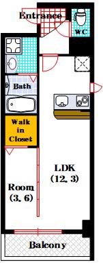 ソシオ心斎橋(1LDK/9階)の間取り写真