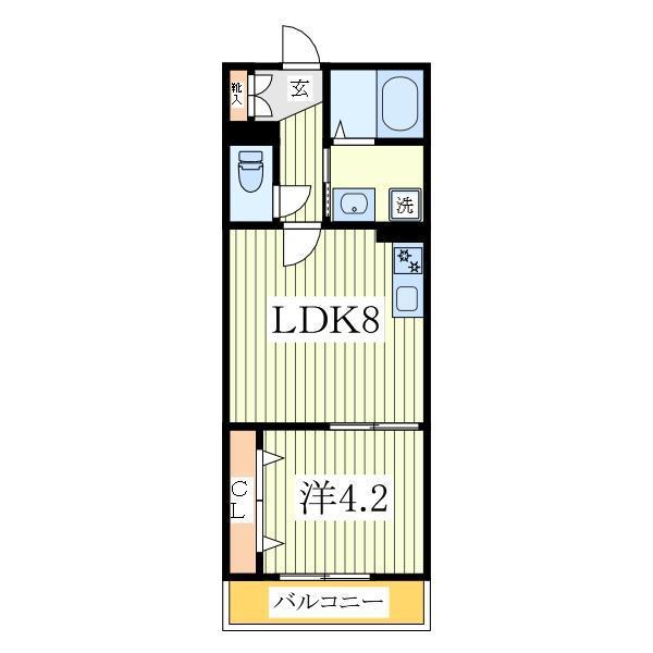 クロレ南流山III(1LDK/3階)の間取り写真