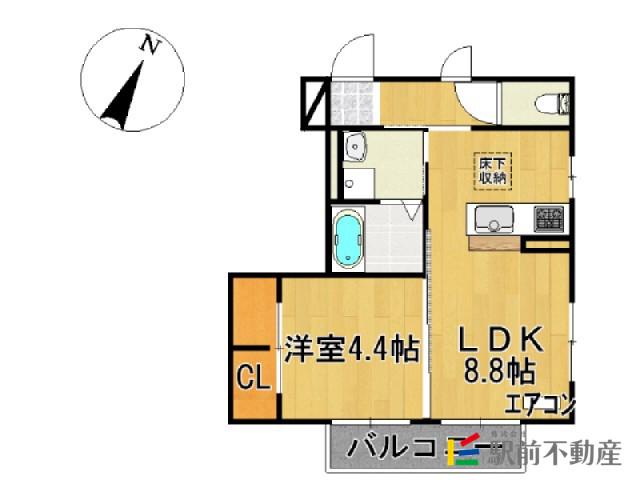 レグレット(1LDK/1階)の間取り写真