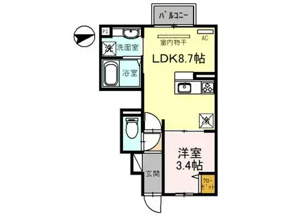 グランシャリオ正道(1LDK/1階)の間取り写真