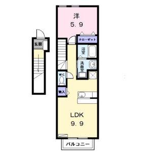 アンテノール(1LDK/2階)の間取り写真