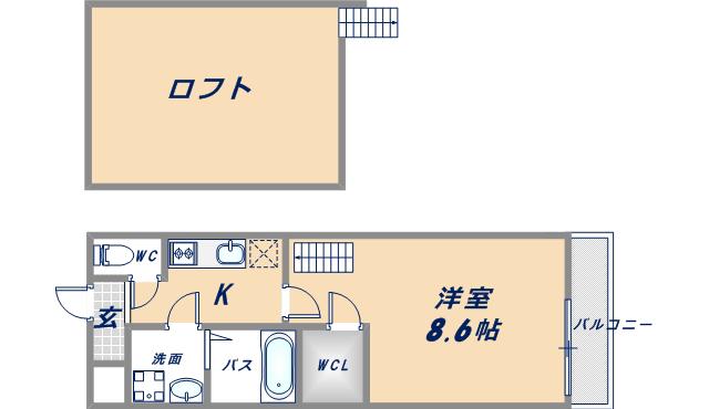 リバーサイド金岡七番館(1K/2階)の間取り写真