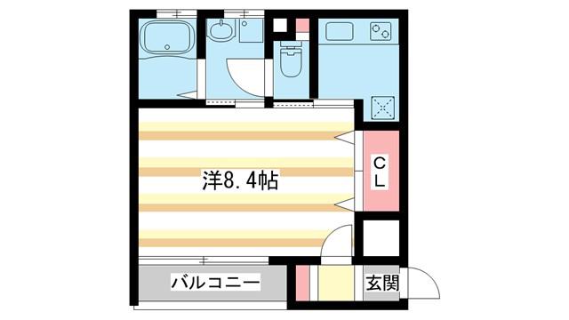 CUBE(1K/2階)の間取り写真