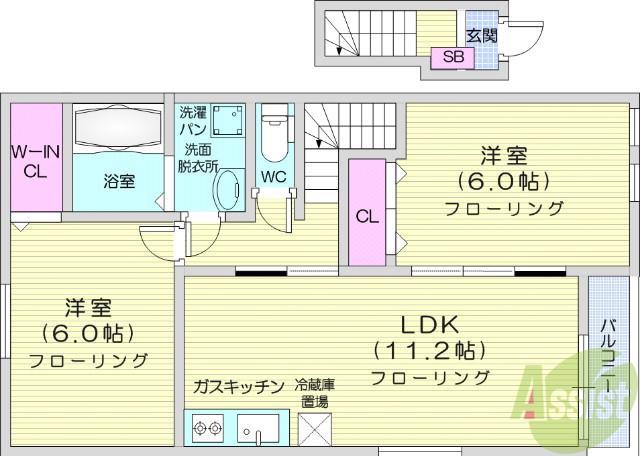 ビューフォレスタA(2LDK/2階)の間取り写真
