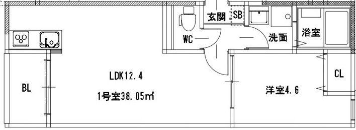 メゾンクレール御領(1LDK/2階)の間取り写真