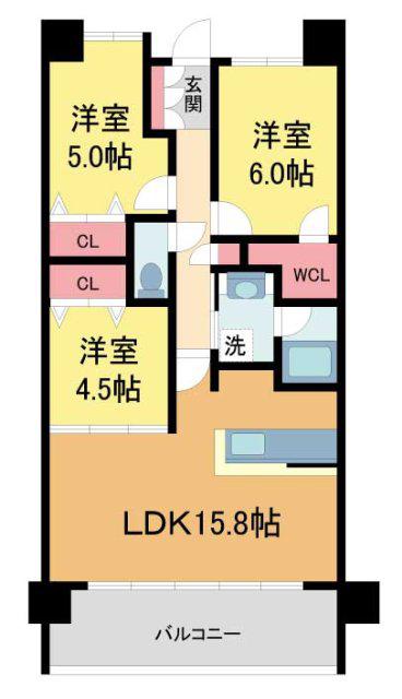 プレディア住吉甲南町(3LDK/4階)の間取り写真
