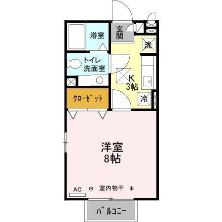 アイリスB(1K/1階)の間取り写真