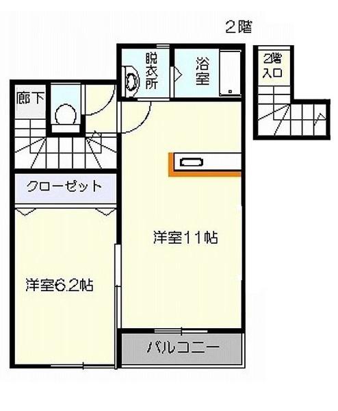 文水壱番館(1LDK/2階)の間取り写真