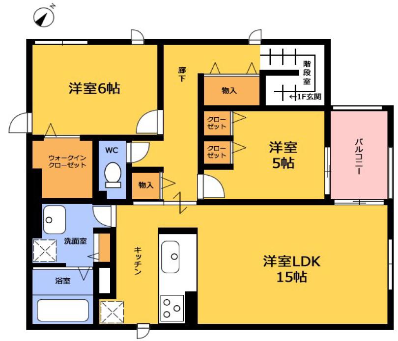 ブルーノ芦屋大桝(2LDK/3階)の間取り写真