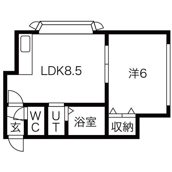 ノースウィングA(1LDK/2階)の間取り写真