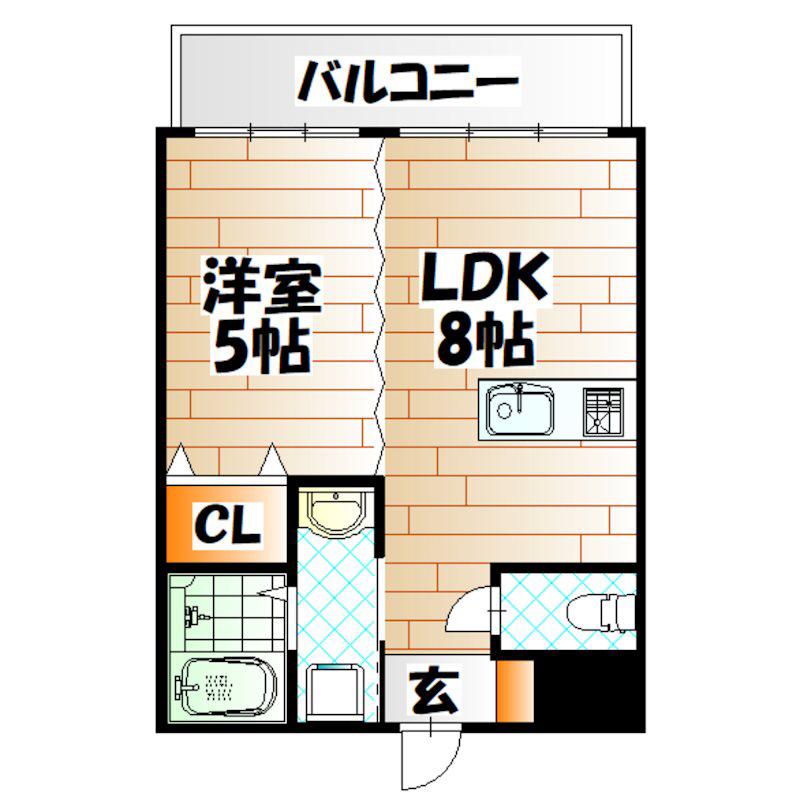 三萩野ビル(1LDK/5階)の間取り写真