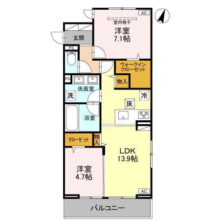 KOAひばりヶ丘(2LDK/1階)の間取り写真