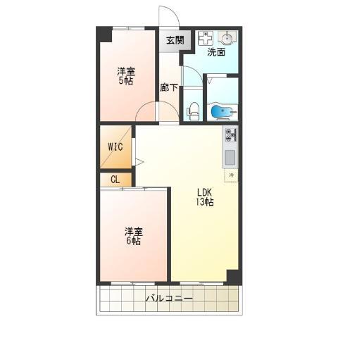 LAKIA MAISON帝塚山西(2LDK/4階)の間取り写真