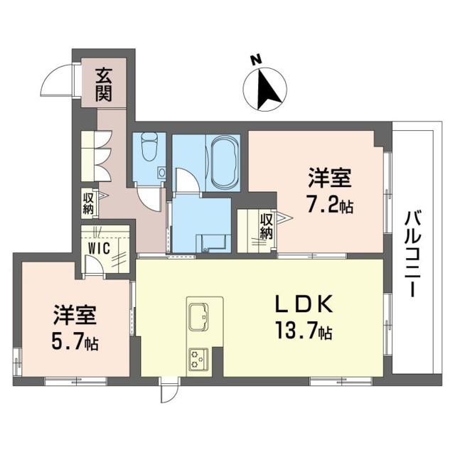 ソレイユ ルヴァン(2LDK/4階)の間取り写真